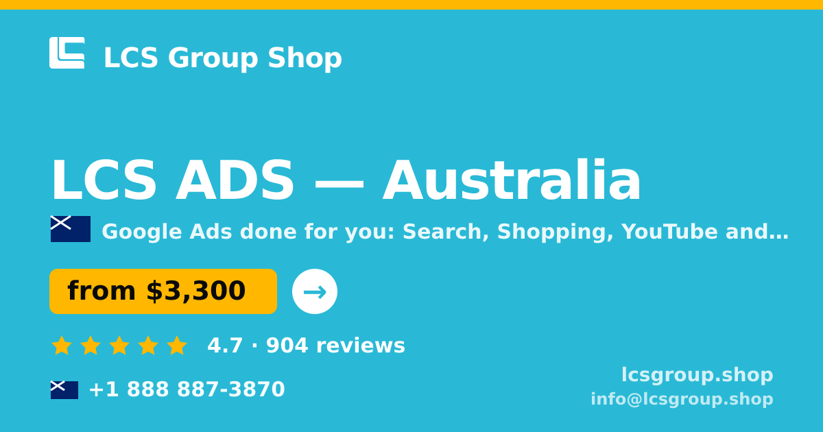 LCS ADS in Australia — from $3,300/mo, rated 4.7/5 by 904 clients. LCS Group Shop.