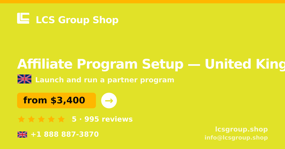 Affiliate Program Setup in Glasgow — from $3,300, rated 4.7/5 by 935 clients. LCS Group Shop.