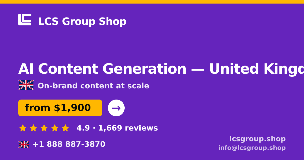 AI Content Generation in Liverpool — from $2,100/mo, rated 4.9/5 by 3485 clients. LCS Group Shop.