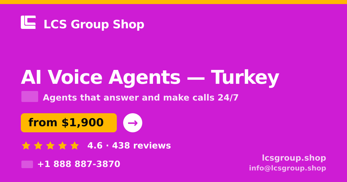 AI Voice Agents in İzmir — from $1,100/mo, rated 4.7/5 by 767 clients. LCS Group Shop.