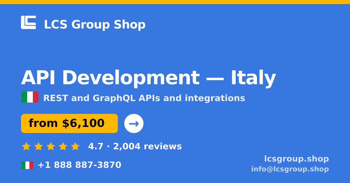 API Development in Naples — from $6,900, rated 4.9/5 by 2689 clients. LCS Group Shop.
