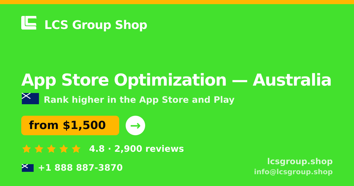 App Store Optimization in Sydney — from $1,900/mo, rated 4.5/5 by 1536 clients. LCS Group Shop.