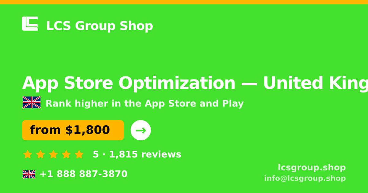 App Store Optimization in Leeds — from $1,800/mo, rated 4.9/5 by 1961 clients. LCS Group Shop.