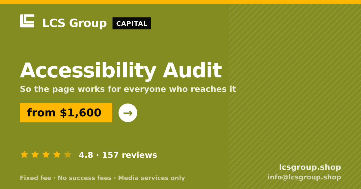 Accessibility Audit — from $1,600, rated 4.8/5 across 157 reviews. LCS Group Shop.