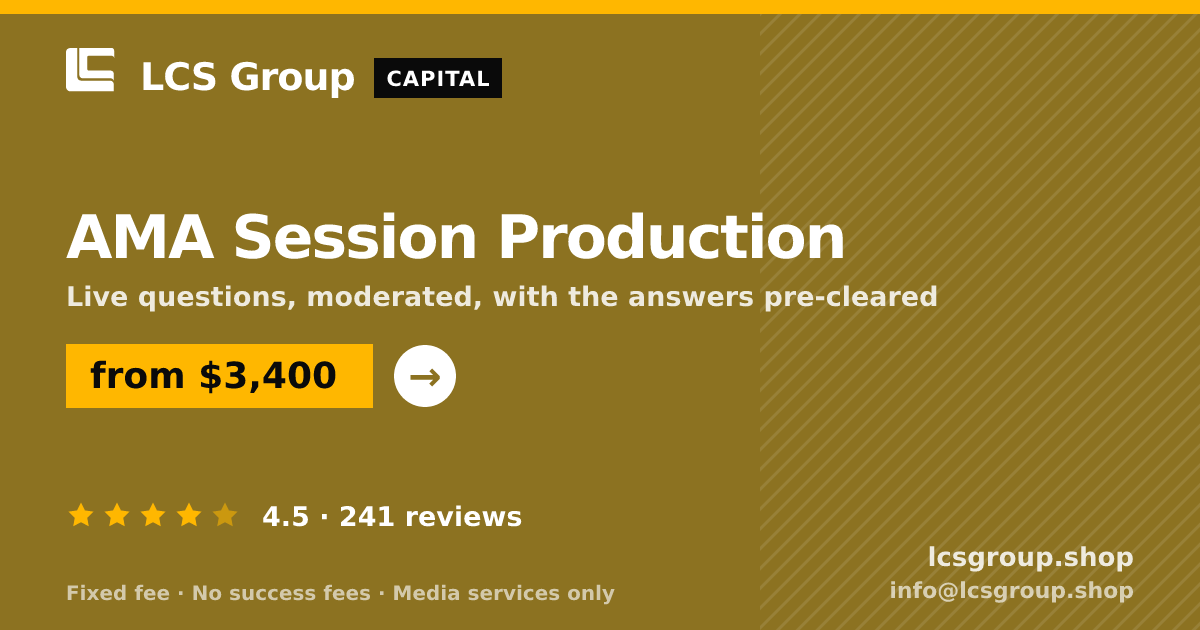 AMA Session Production — from $3,400, rated 4.5/5 across 241 reviews. LCS Group Shop.