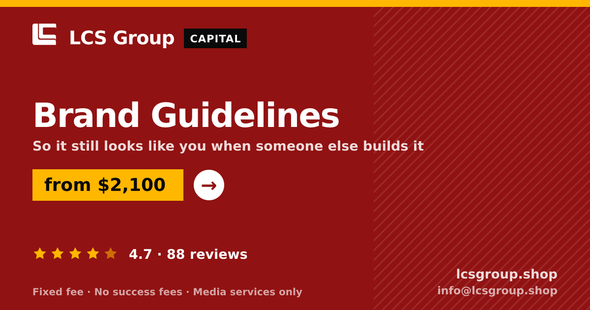 Brand Guidelines — from $2,100, rated 4.7/5 across 88 reviews. LCS Group Shop.