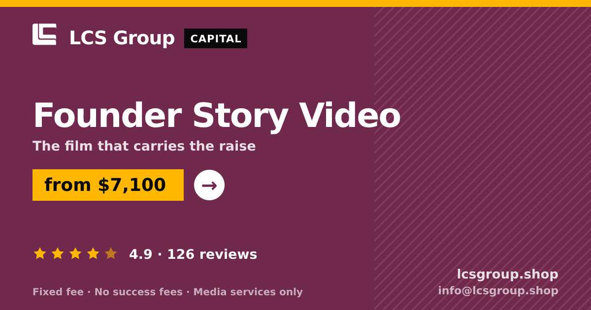 Founder Story Video — from $7,100, rated 4.9/5 across 126 reviews. LCS Group Shop.