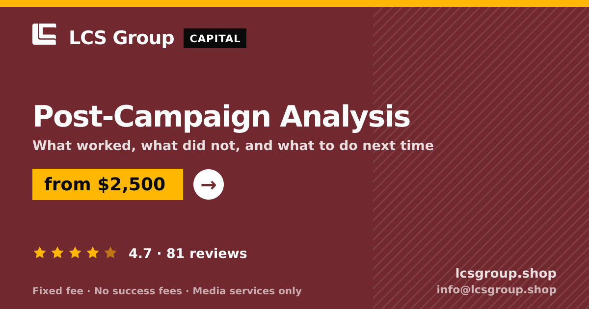 Post-Campaign Analysis — from $2,500, rated 4.7/5 across 81 reviews. LCS Group Shop.
