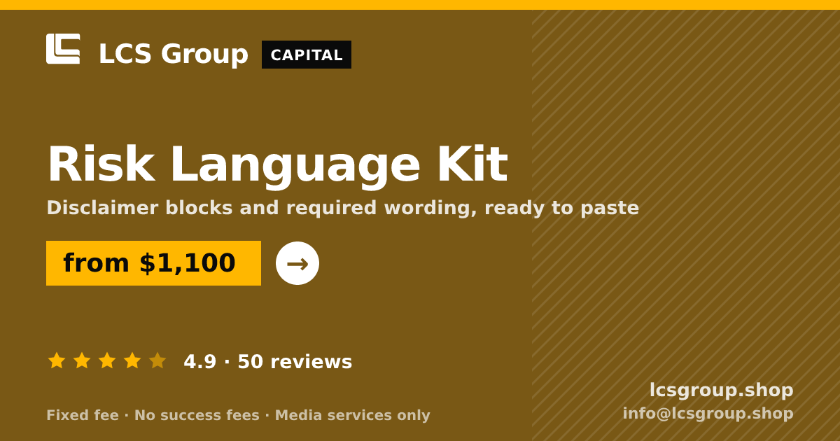 Risk Language Kit — from $1,100, rated 4.9/5 across 50 reviews. LCS Group Shop.