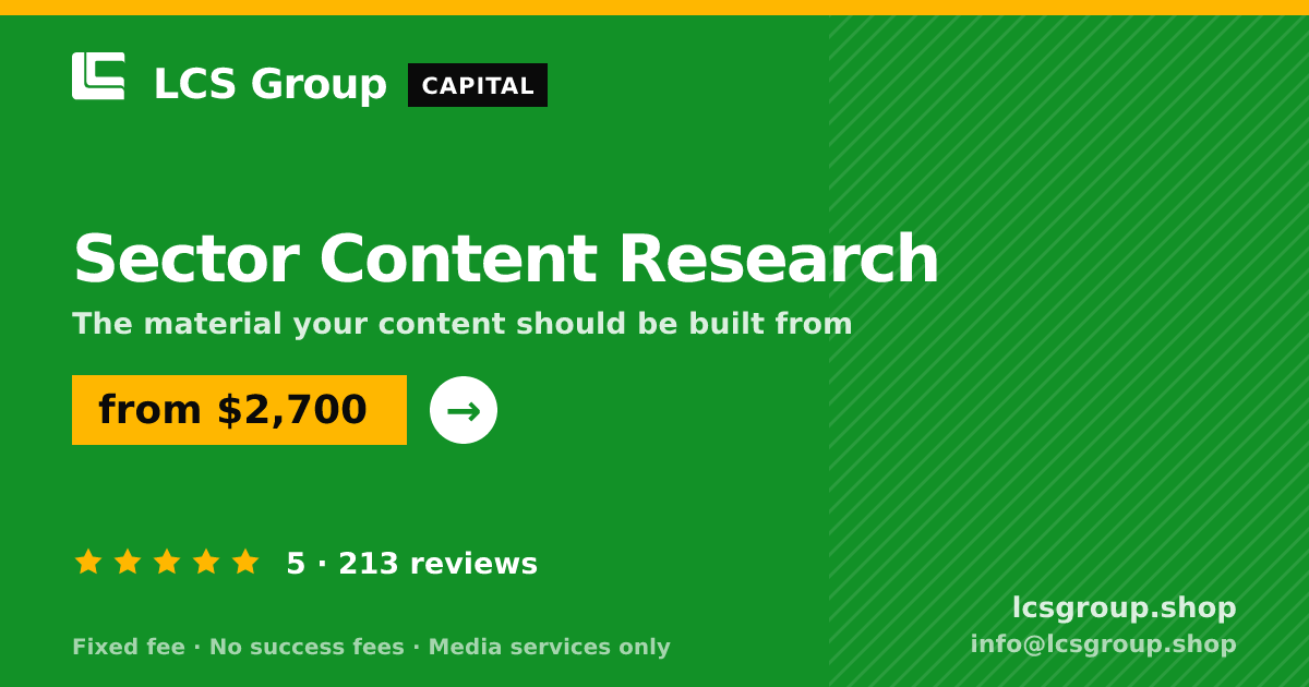 Sector Content Research — from $2,700, rated 5/5 across 213 reviews. LCS Group Shop.