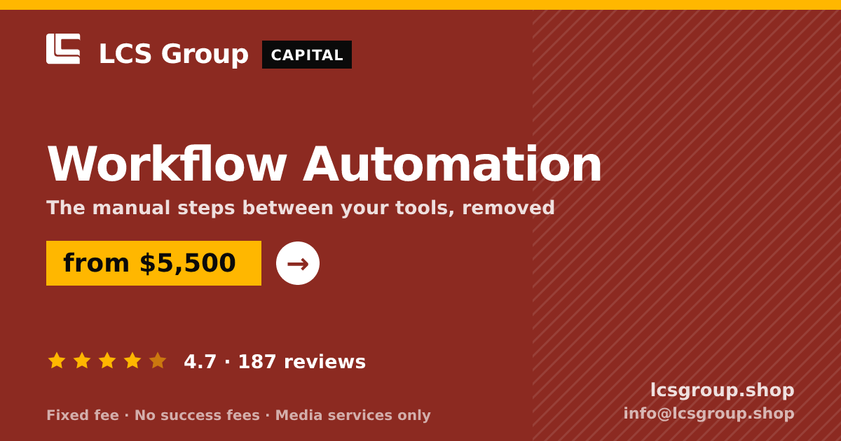 Workflow Automation — from $5,500, rated 4.7/5 across 187 reviews. LCS Group Shop.