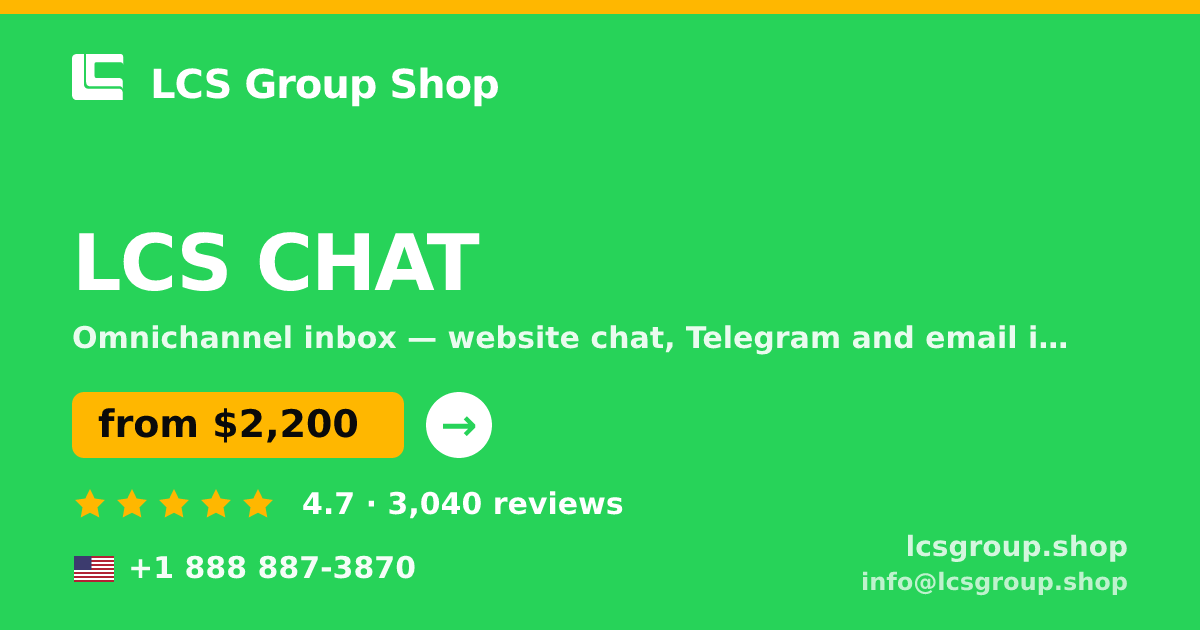 LCS CHAT in the USA — from $2,200/mo, rated 4.7/5 by 3040 clients. LCS Group Shop.