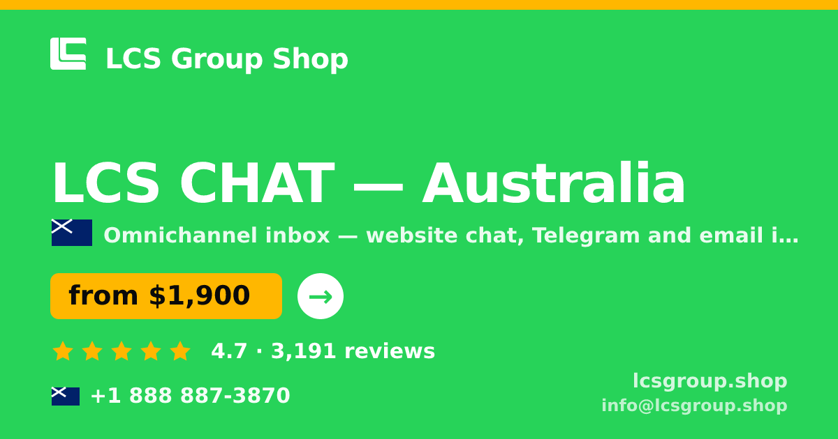 LCS CHAT in Australia — from $1,900/mo, rated 4.7/5 by 3191 clients. LCS Group Shop.