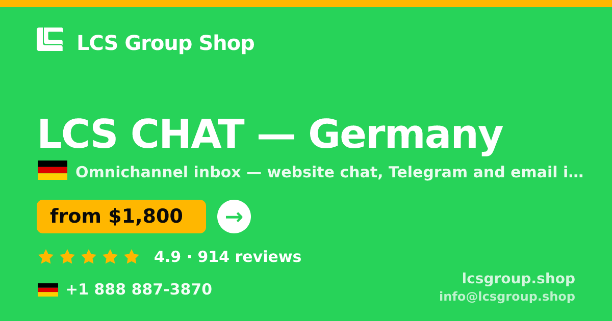LCS CHAT in Germany — from $1,800/mo, rated 4.9/5 by 914 clients. LCS Group Shop.