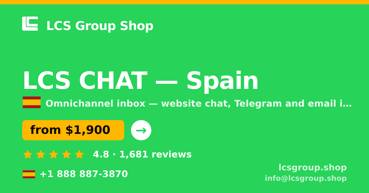 LCS CHAT in Spain — from $1,900/mo, rated 4.8/5 by 1681 clients. LCS Group Shop.