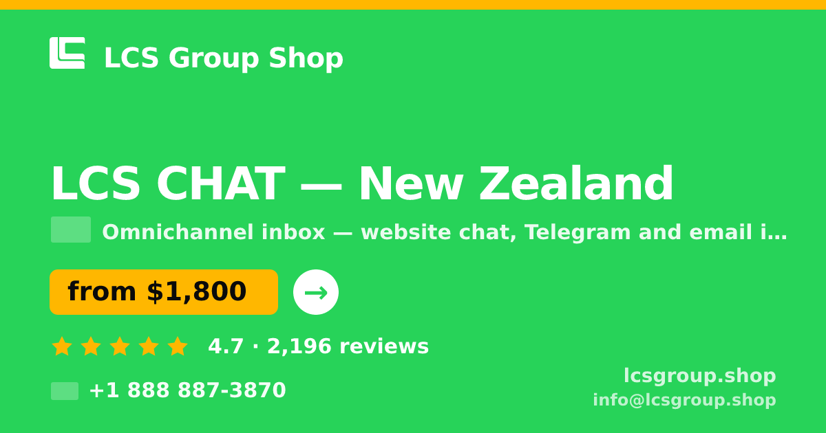 LCS CHAT in New Zealand — from $1,800/mo, rated 4.7/5 by 2196 clients. LCS Group Shop.