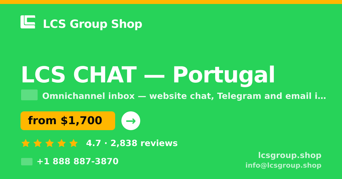 LCS CHAT in Portugal — from $1,700/mo, rated 4.7/5 by 2838 clients. LCS Group Shop.