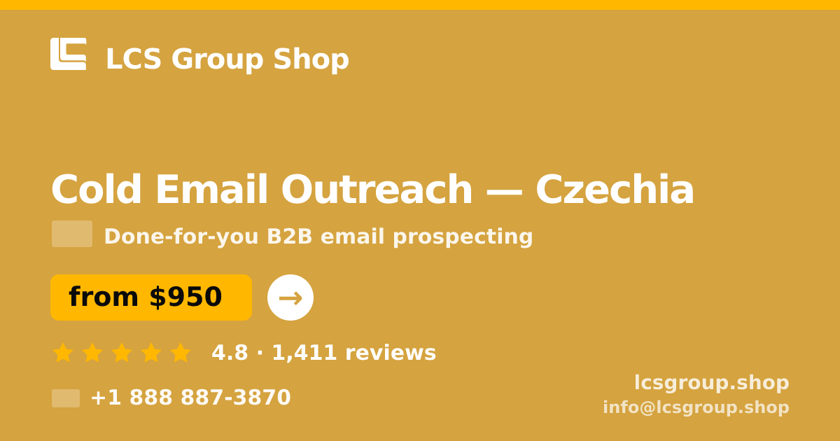 Cold Email Outreach in Czechia — from $950/mo, rated 4.8/5 by 1411 clients. LCS Group Shop.