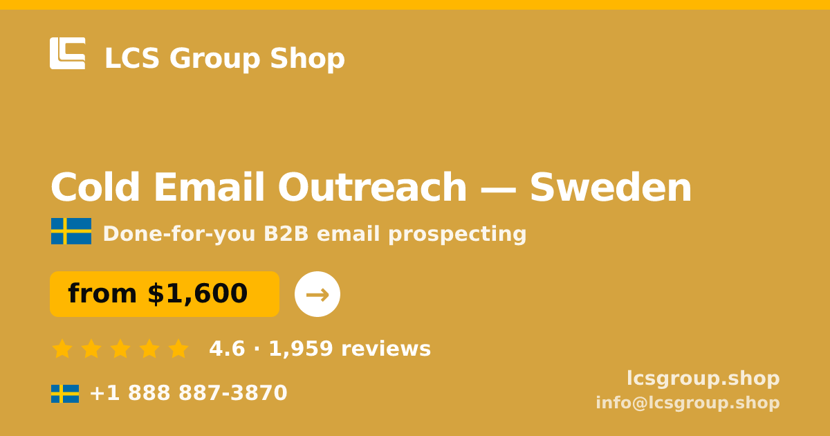Cold Email Outreach in Gothenburg — from $1,800/mo, rated 4.6/5 by 1142 clients. LCS Group Shop.