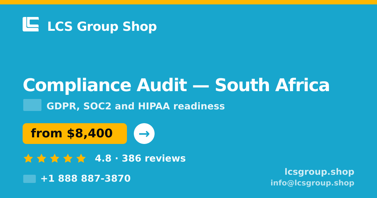 Compliance Audit in South Africa — from $8,400, rated 4.8/5 by 386 clients. LCS Group Shop.