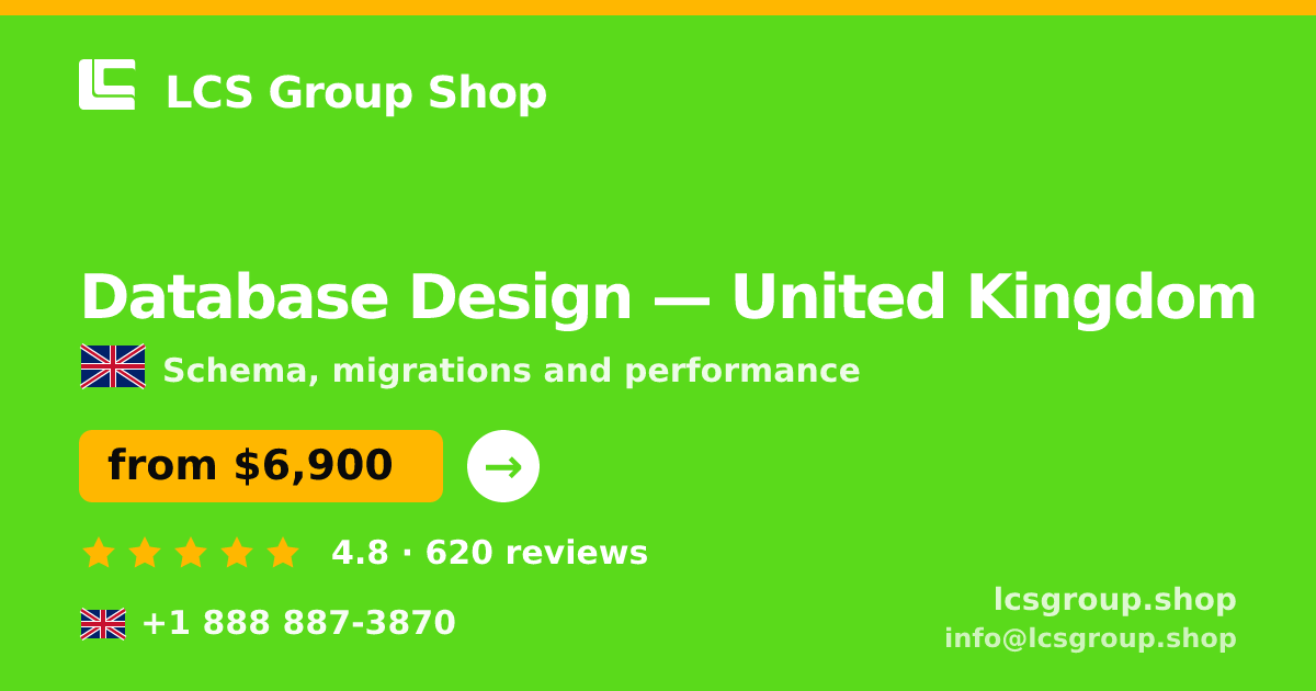 Database Design in Leeds — from $6,800, rated 4.8/5 by 975 clients. LCS Group Shop.
