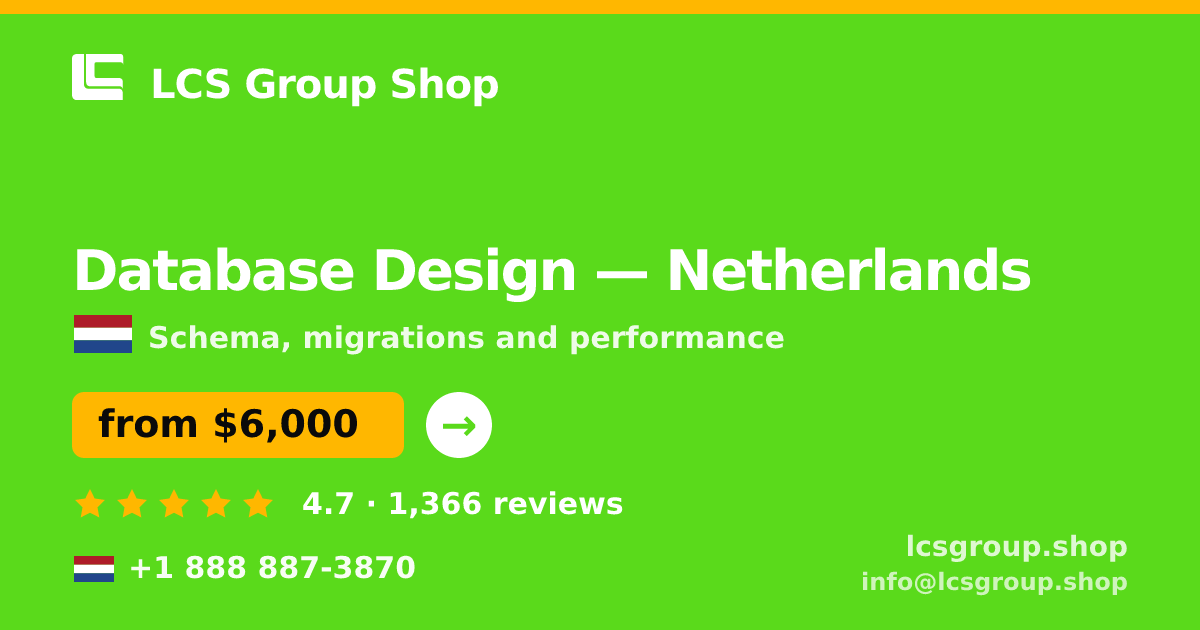 Database Design in Rotterdam — from $5,800, rated 4.8/5 by 402 clients. LCS Group Shop.