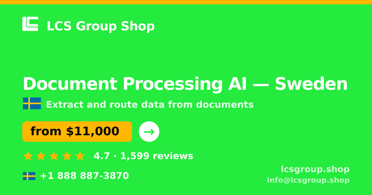 Document Processing AI in Gothenburg — from $14,000, rated 4.6/5 by 2885 clients. LCS Group Shop.