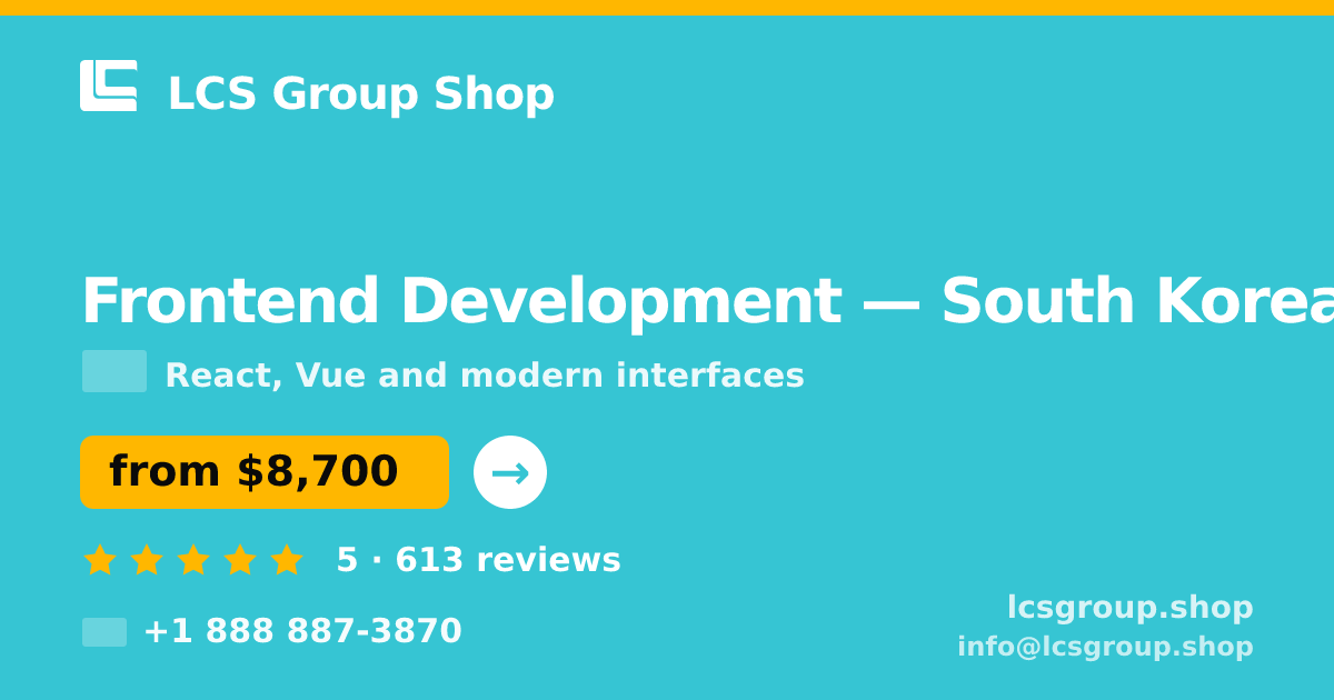 Frontend Development in Busan — from $9,200, rated 5/5 by 531 clients. LCS Group Shop.