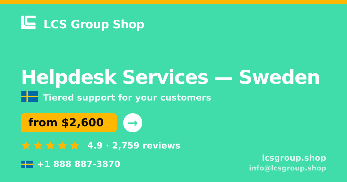 Helpdesk Services in Malmö — from $2,200/mo, rated 4.7/5 by 3387 clients. LCS Group Shop.