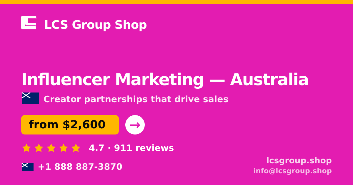 Influencer Marketing in Sydney — from $2,700/mo, rated 4.5/5 by 1837 clients. LCS Group Shop.