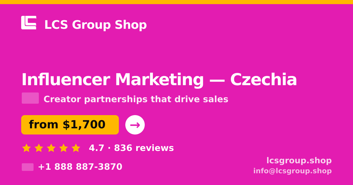 Influencer Marketing in Czechia — from $1,700/mo, rated 4.7/5 by 836 clients. LCS Group Shop.