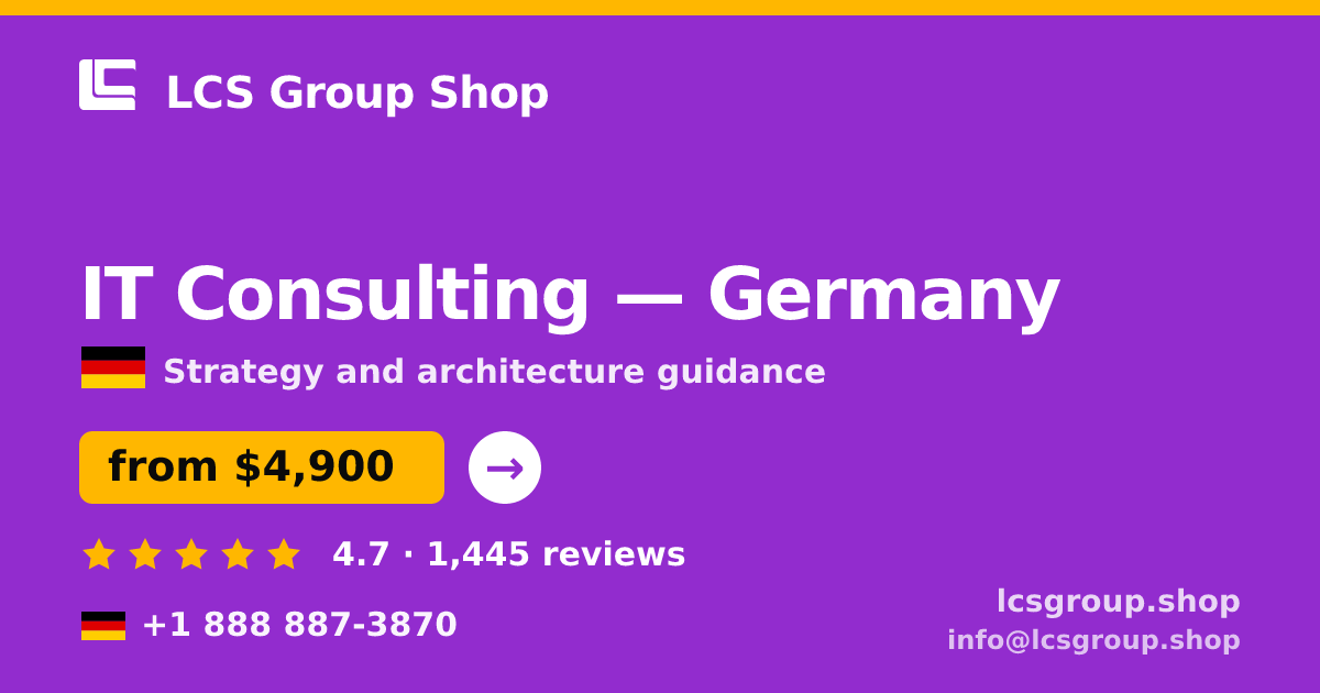 IT Consulting in Munich — from $4,600, rated 4.6/5 by 2135 clients. LCS Group Shop.