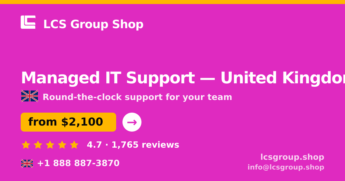 Managed IT Support in Glasgow — from $2,000/mo, rated 4.9/5 by 2688 clients. LCS Group Shop.