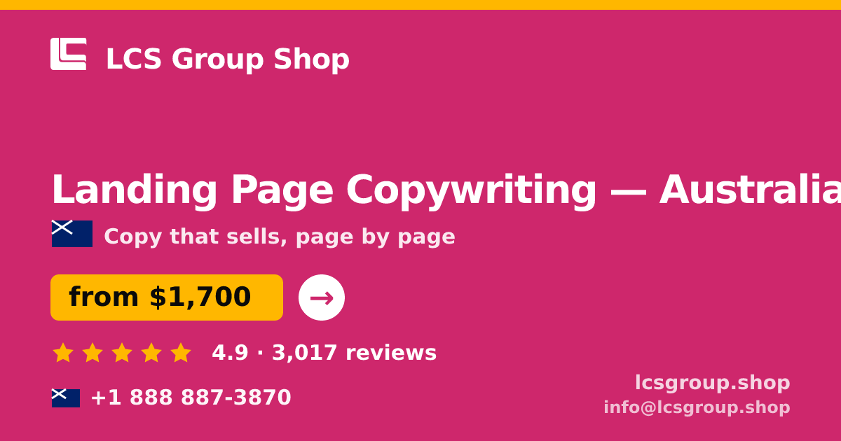 Landing Page Copywriting in Melbourne — from $2,000, rated 4.7/5 by 1093 clients. LCS Group Shop.