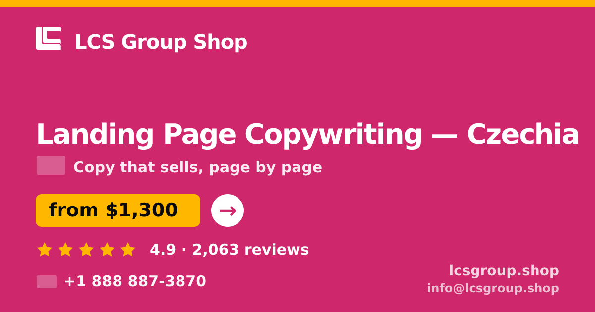 Landing Page Copywriting in Czechia — from $1,300, rated 4.9/5 by 2063 clients. LCS Group Shop.
