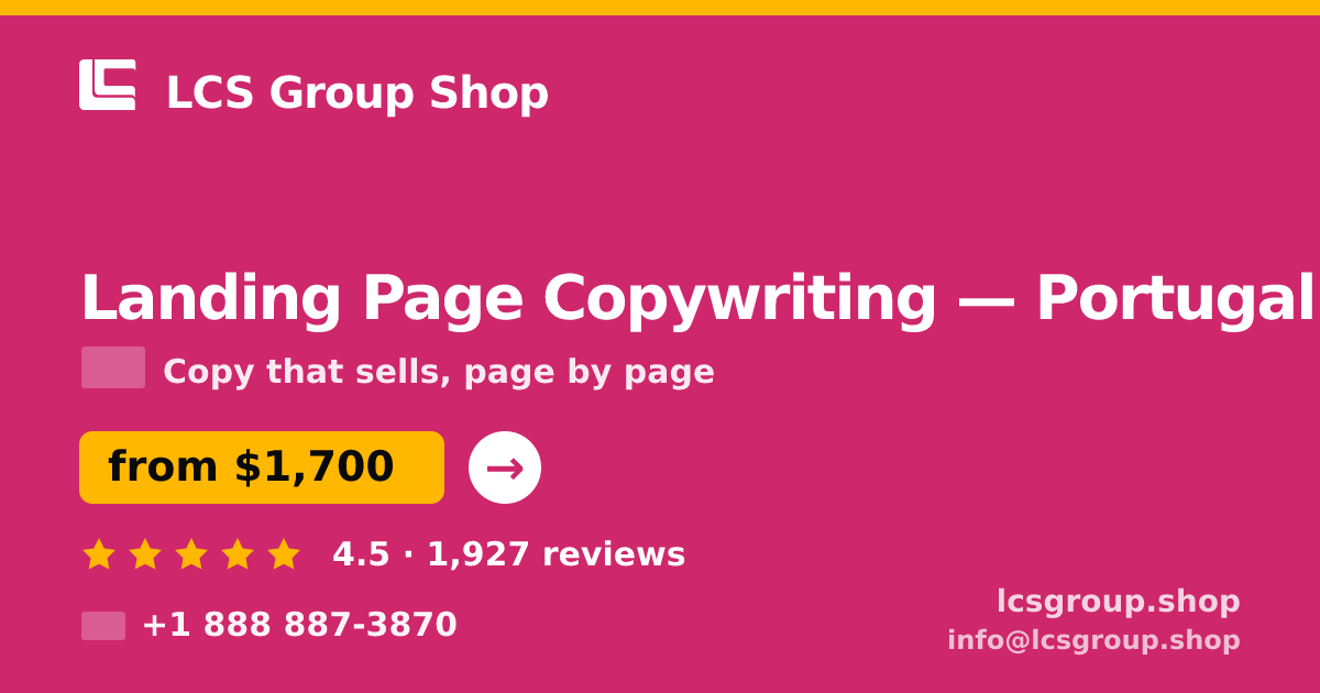 Landing Page Copywriting in Porto — from $1,200, rated 4.5/5 by 1244 clients. LCS Group Shop.