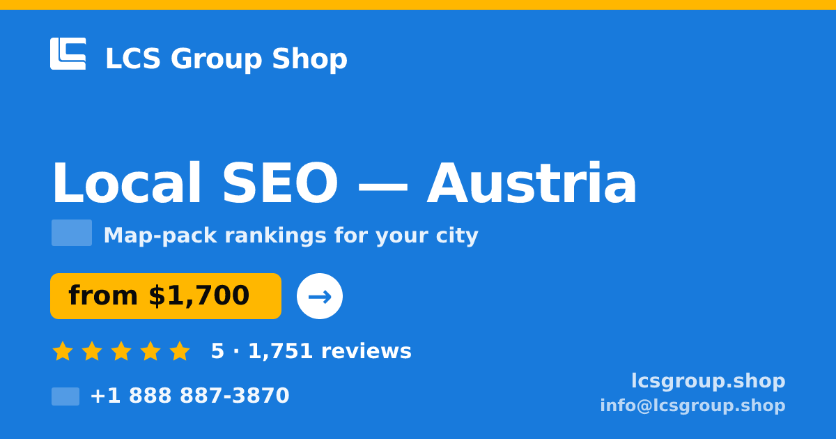 Local SEO in Linz — from $1,700/mo, rated 4.5/5 by 1877 clients. LCS Group Shop.