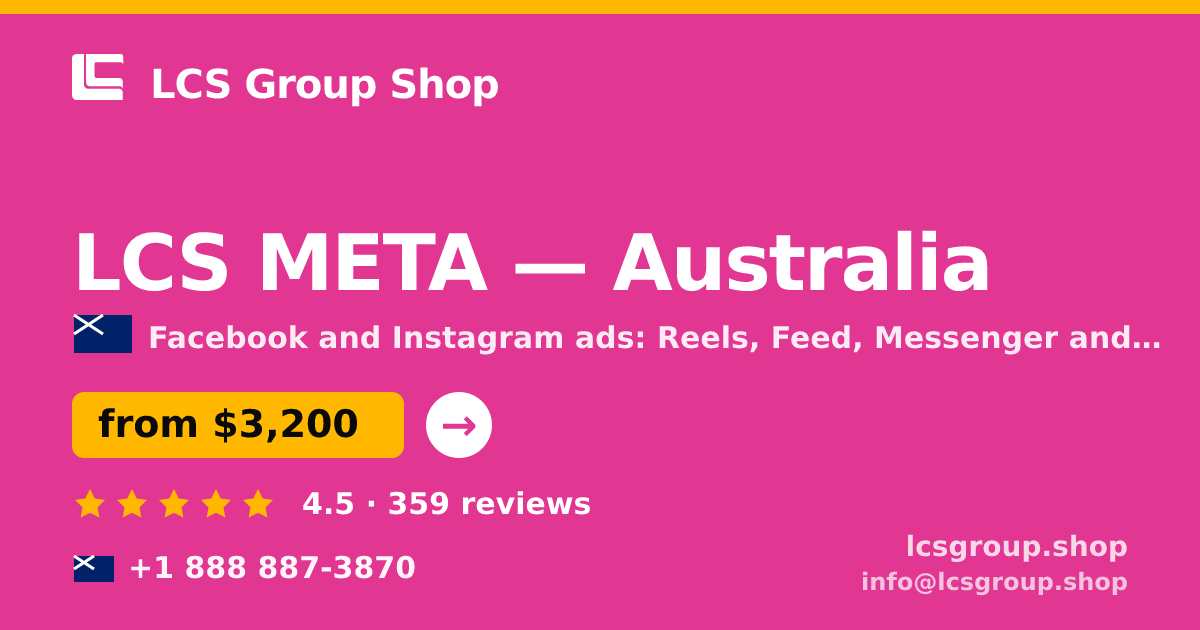 LCS META in Australia — from $3,200/mo, rated 4.5/5 by 359 clients. LCS Group Shop.