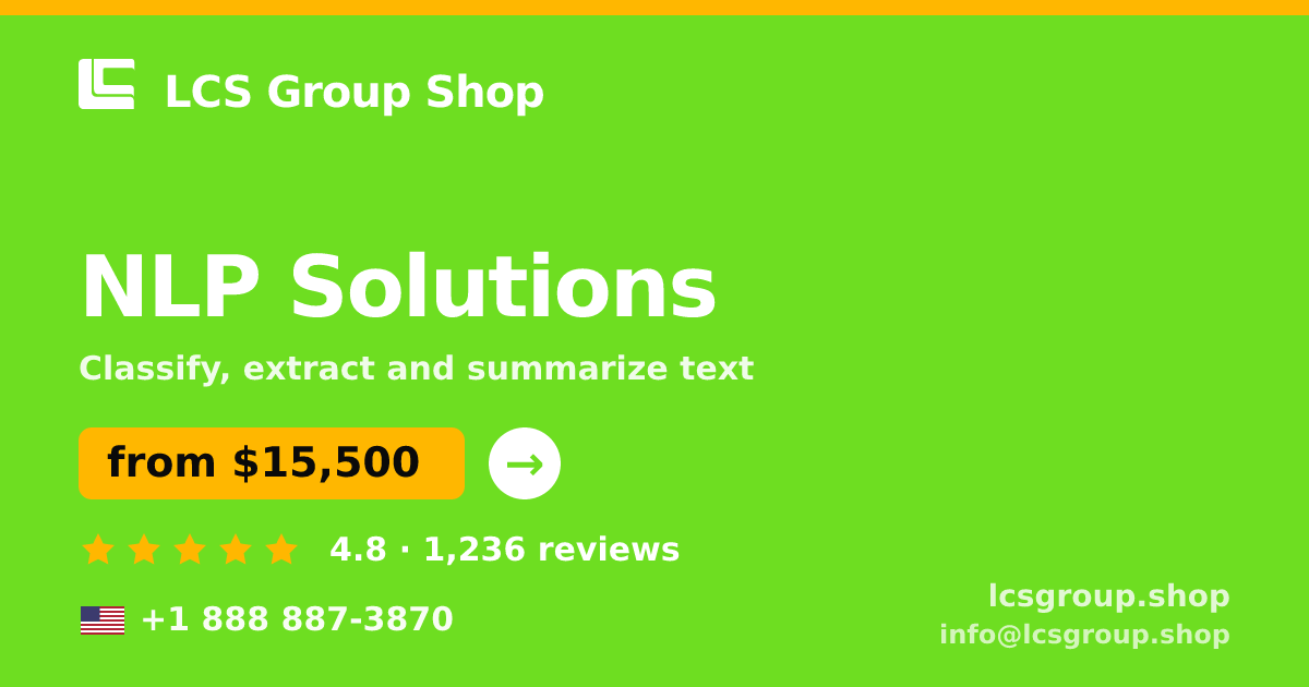 NLP Solutions in the USA — from $15,500, rated 4.8/5 by 1236 clients. LCS Group Shop.