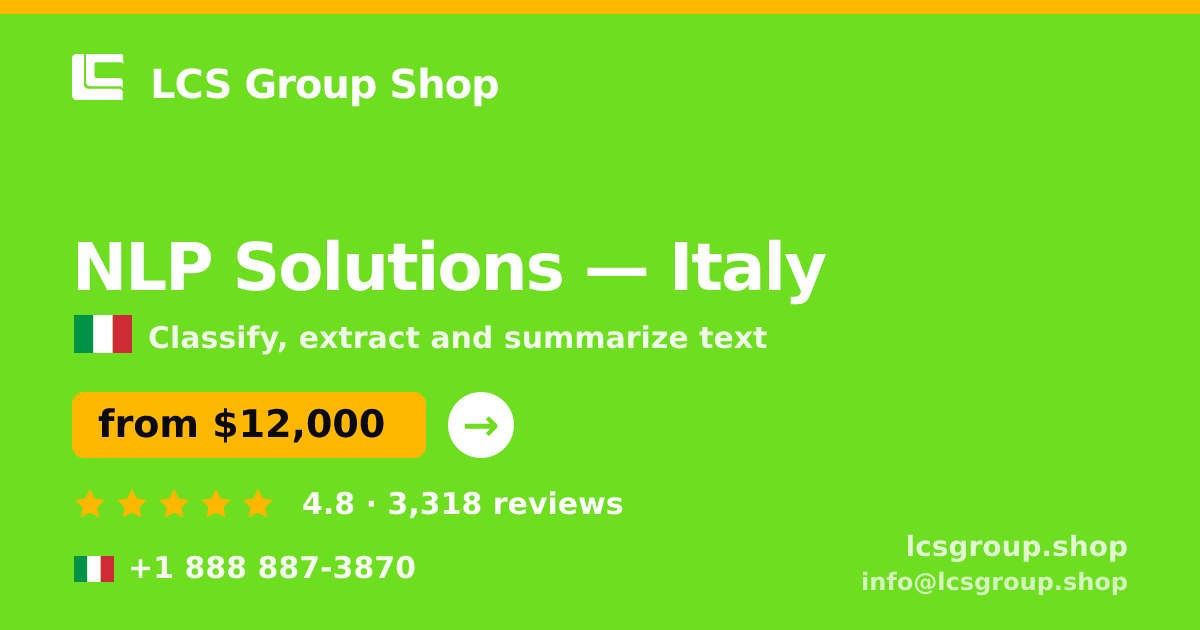 NLP Solutions in Rome — from $12,000, rated 4.9/5 by 2317 clients. LCS Group Shop.
