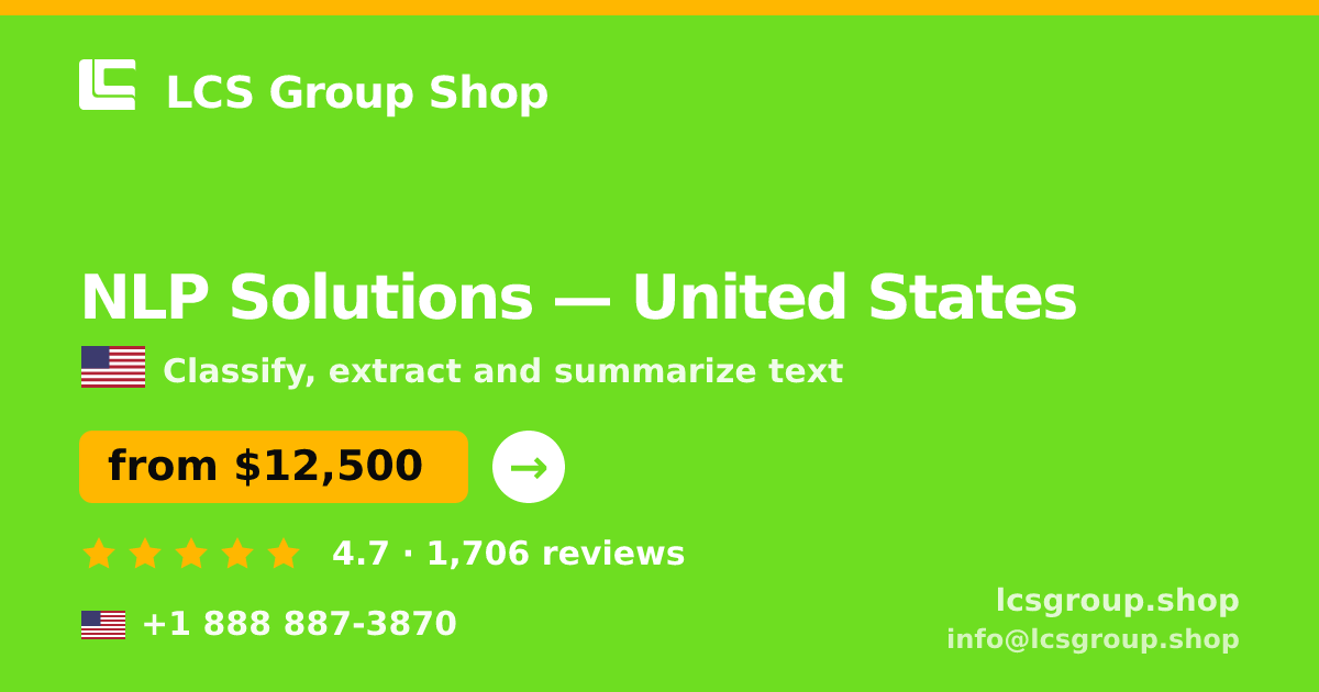 NLP Solutions in United States — from $12,500, rated 4.7/5 by 1706 clients. LCS Group Shop.