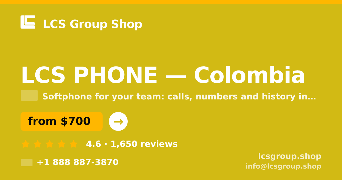 LCS PHONE in Colombia — from $700/mo, rated 4.6/5 by 1650 clients. LCS Group Shop.