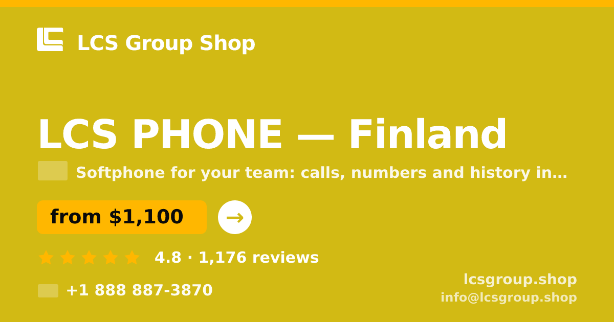 LCS PHONE in Finland — from $1,100/mo, rated 4.8/5 by 1176 clients. LCS Group Shop.