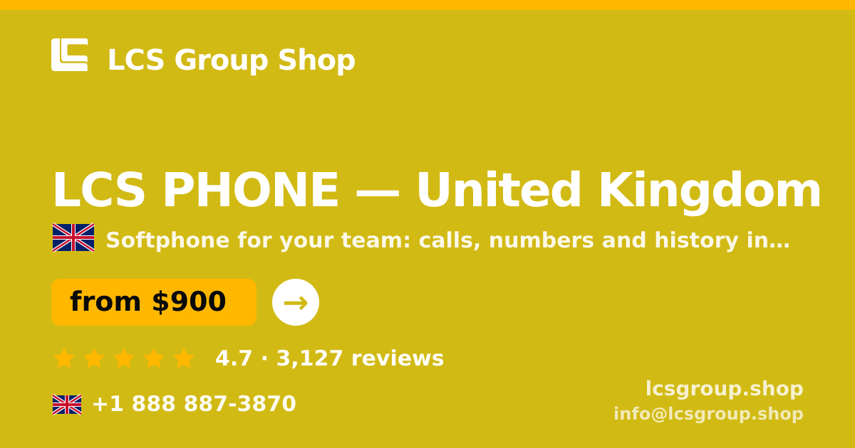 LCS PHONE in United Kingdom — from $900/mo, rated 4.7/5 by 3127 clients. LCS Group Shop.