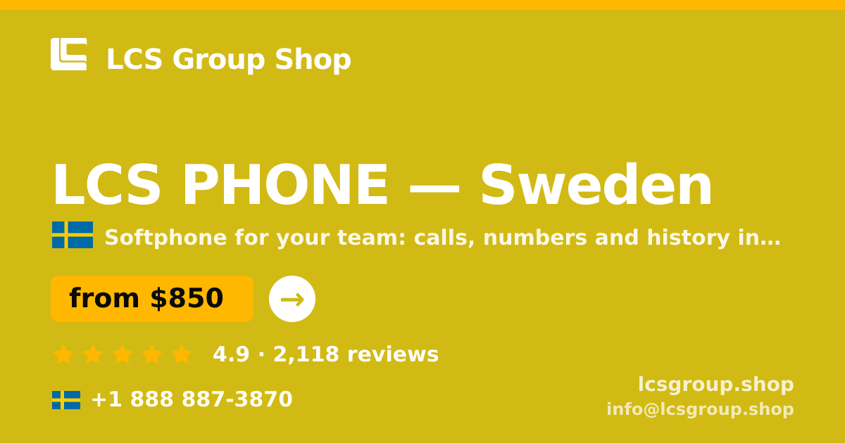 LCS PHONE in Gothenburg — from $900/mo, rated 4.9/5 by 1744 clients. LCS Group Shop.