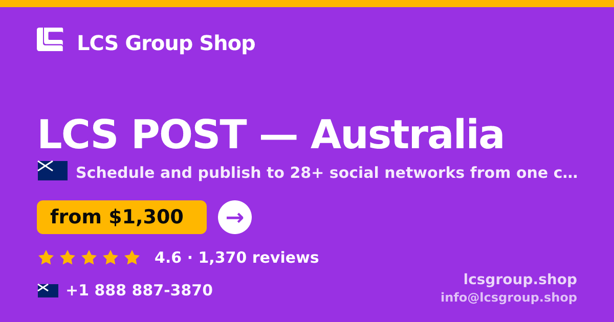 LCS POST in Australia — from $1,300/mo, rated 4.6/5 by 1370 clients. LCS Group Shop.