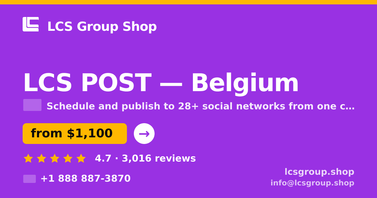 LCS POST in Belgium — from $1,100/mo, rated 4.7/5 by 3016 clients. LCS Group Shop.