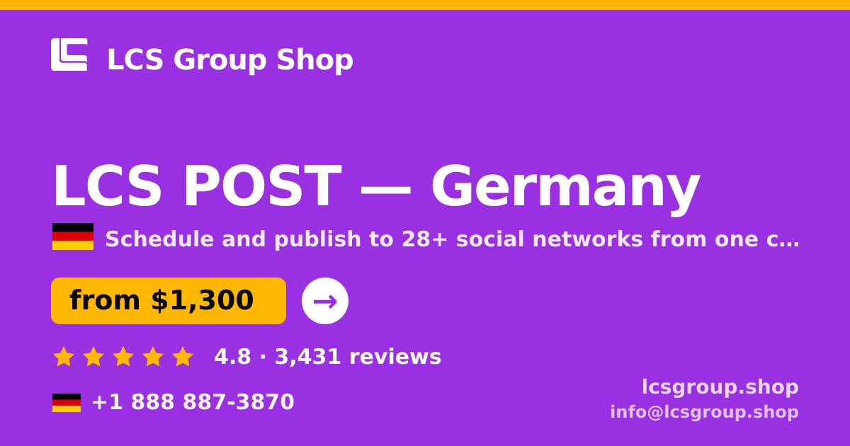 LCS POST in Germany — from $1,300/mo, rated 4.8/5 by 3431 clients. LCS Group Shop.