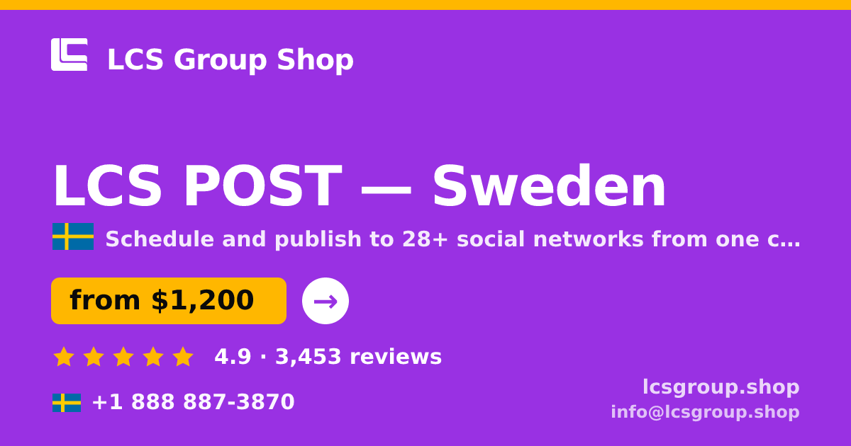 LCS POST in Sweden — from $1,200/mo, rated 4.9/5 by 3453 clients. LCS Group Shop.