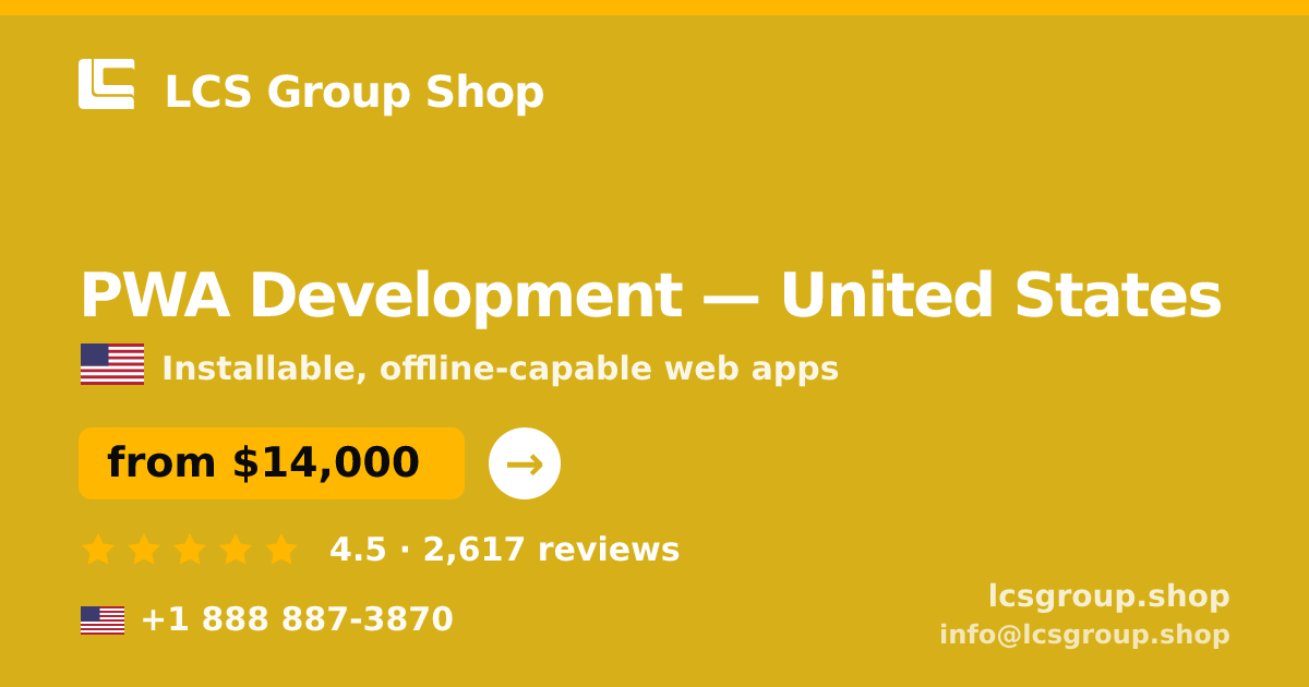 PWA Development in Indianapolis — from $11,500, rated 4.9/5 by 3159 clients. LCS Group Shop.